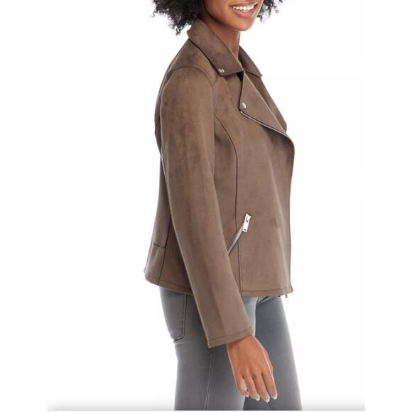 Philosophy Women's Faux Suede Moto Jacket SZ L - Picture 3 of 10
